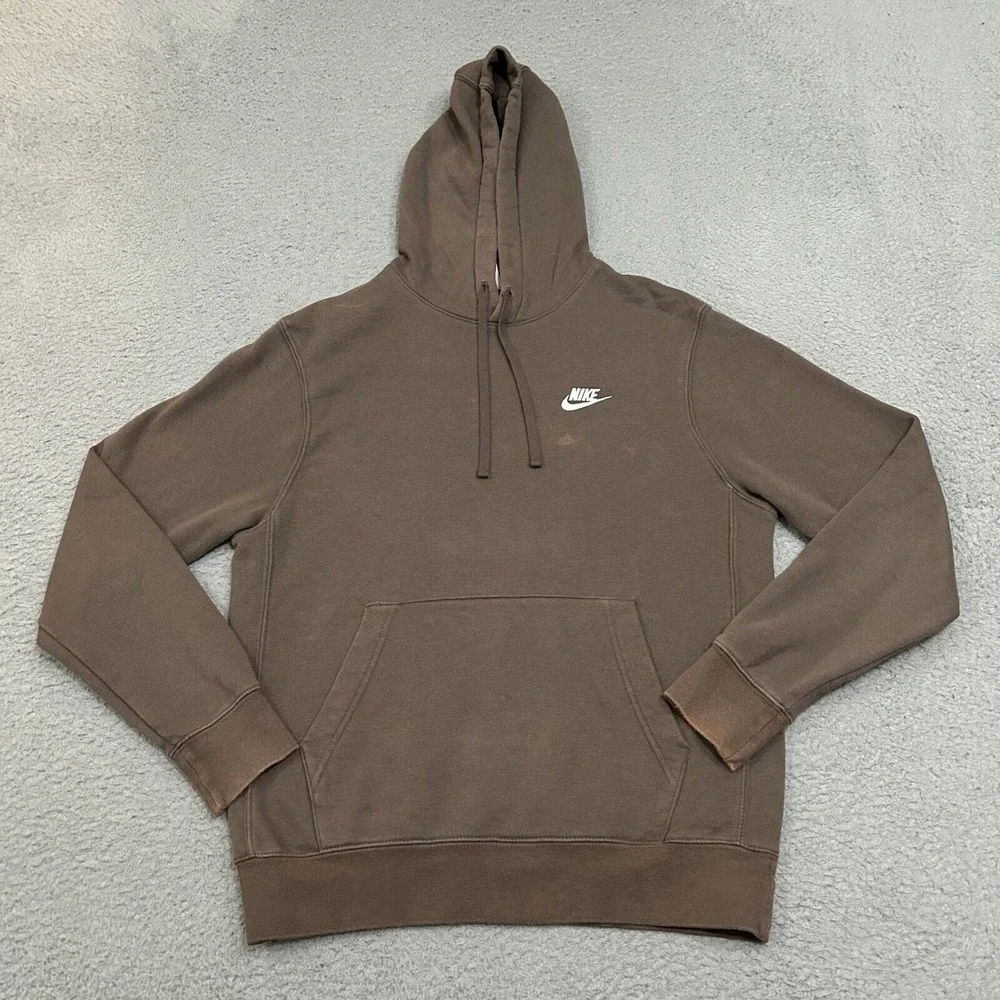 Nike Hoodie Mens Small Brown Sportswear‎ Club Fleece Pullover Sweatshirt BV2654